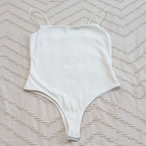 Forever 21 White Seamless Thong Cami Bodysuit - Women's Size Medium